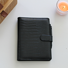 Load image into Gallery viewer, Croc Black 6-Ring Agenda Cover | A5